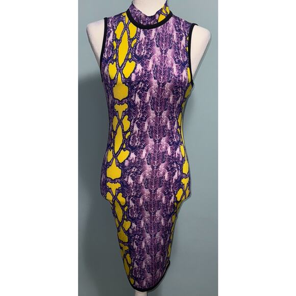 Fashion Queen Women M Dress Animal Print Maximalist Bodycon Unique Multicolor - Picture 1 of 8